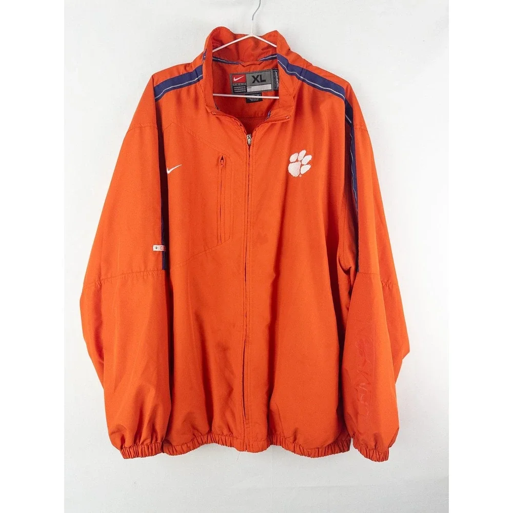 Nike Team Clemson Tigers Jacket Mens XL Orange Purple Full Zip Windbreaker